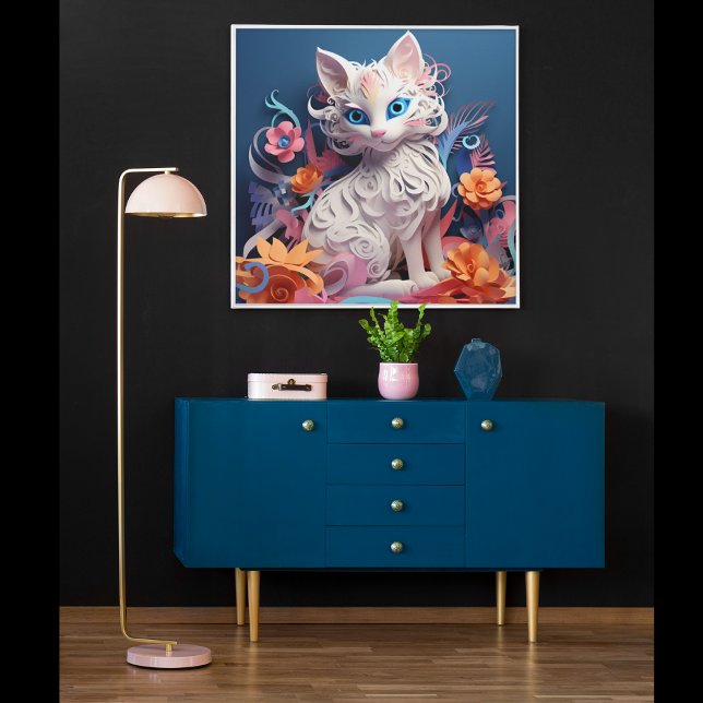 Affiche de papier peint de chat en 3D (3D Kitty Cat Poster)
