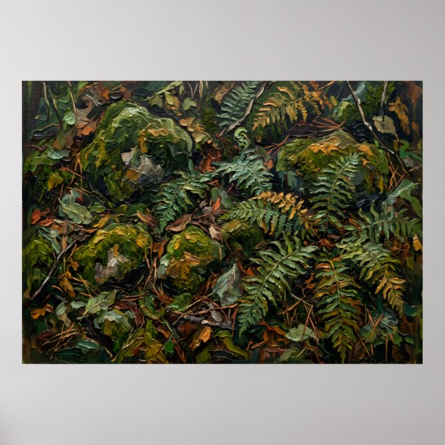 Affiche de papier peint de feuillage de jungle ver (Devant)