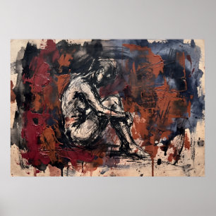 Affiche de papier peint figuratif rouge foncé