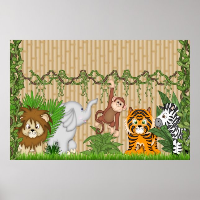 Affiche de papier peint singe tigre jungle pour ch (Devant)