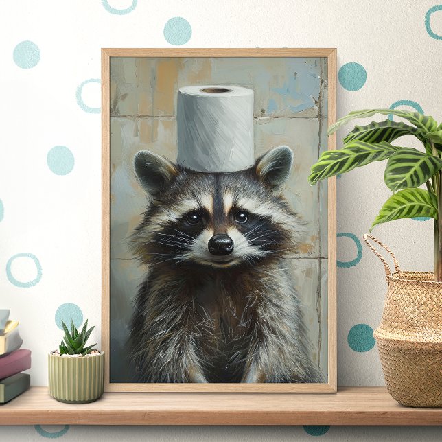Affiche de papier toilette de raton laveur drôle (Créateur téléchargé)