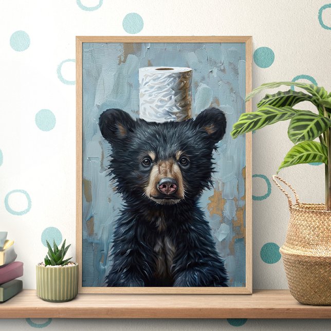 Affiche de papier toilette drôle d'ours noir (Créateur téléchargé)