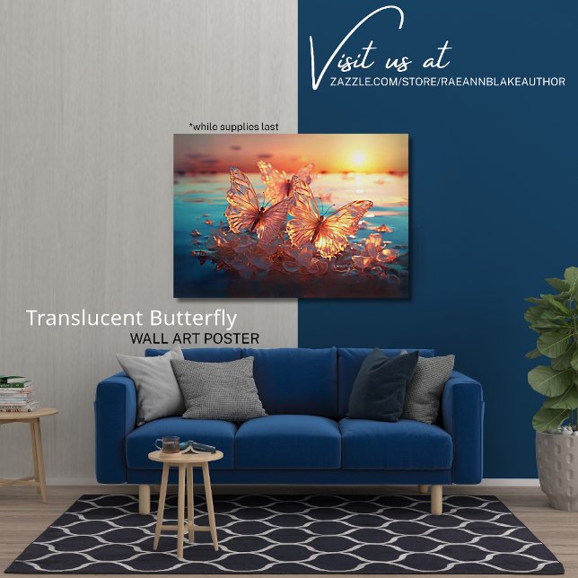 Affiche de papillon translucide élégant pour décor (Créateur téléchargé)