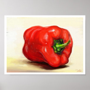 Affiche De paprika rouge de légume toujours peinture à