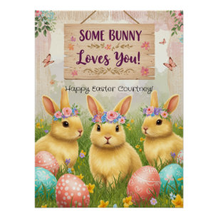 Affiche de Pâques personnalisée Lapin Boho pour fi