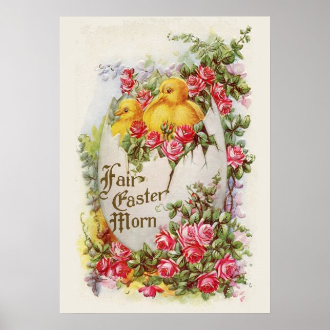 Affiche de Pâques Poussins et Roses (Devant)