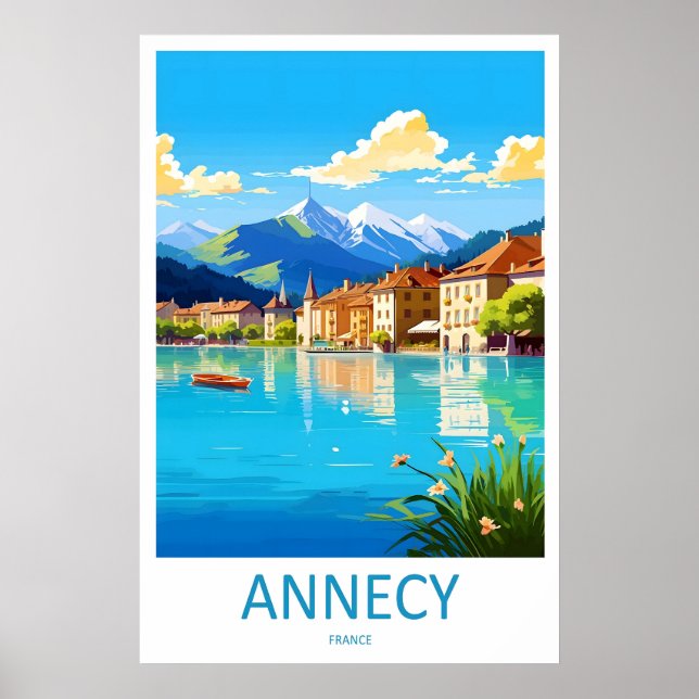 Affiche de parc national vintage d'Annecy Ski Trav (Devant)