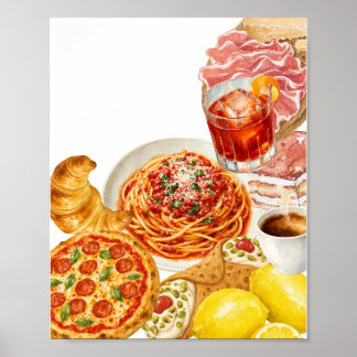 Affiche de pâtes à pizza italienne cuisine