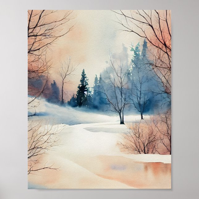 Affiche de paysage à l'aquarelle (Devant)