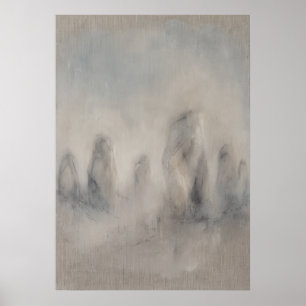 Affiche de paysage abstrait gris brumeux