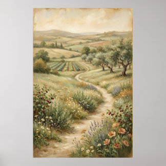 Affiche de paysage agricole vintage pour mur