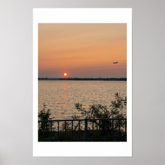 Affiche de paysage aquatique au coucher du soleil