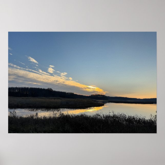Affiche de paysage aquatique au coucher du soleil (Devant)