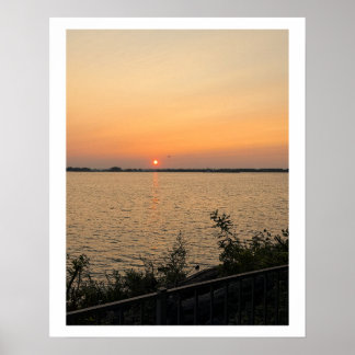 Affiche de paysage aquatique au coucher du soleil