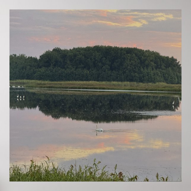 Affiche de paysage aquatique reflets du coucher de (Devant)