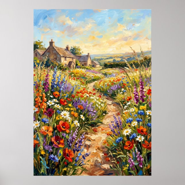 Affiche de paysage de Cottage Fleur Sauvage | Impr (Devant)