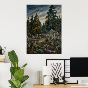Affiche de paysage de forêt de montagne