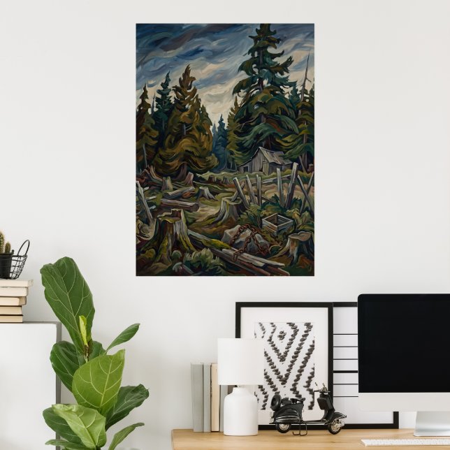 Affiche de paysage de forêt de montagne (Bureau à domicile)