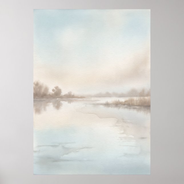 Affiche de paysage de lac neutre et calme (Devant)
