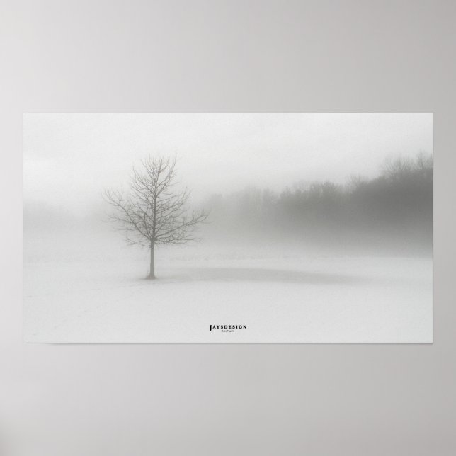 Affiche de paysage de l'hiver Foggy Monochrome (Devant)