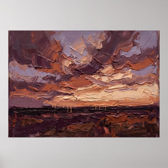 Affiche de paysage de prairie au coucher du soleil (Devant)
