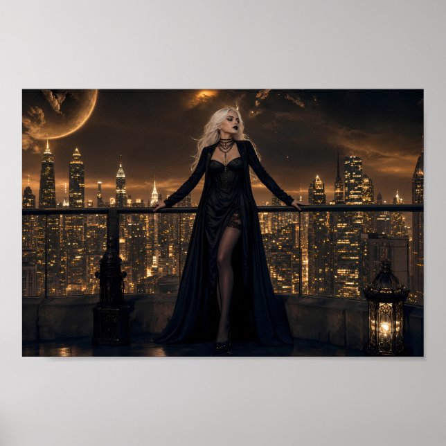 Affiche de paysage de rêve gothique de minuit (Devant)