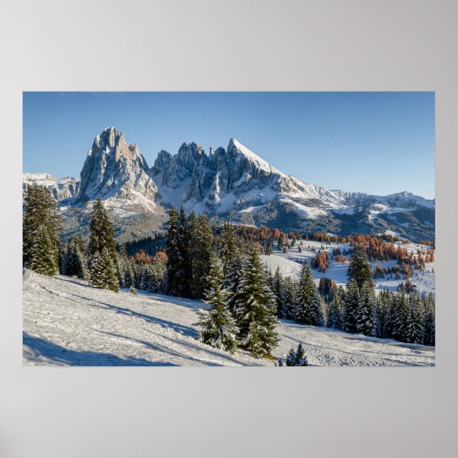 affiche de paysage hivernal de l'Alpe di Siusi (Devant)