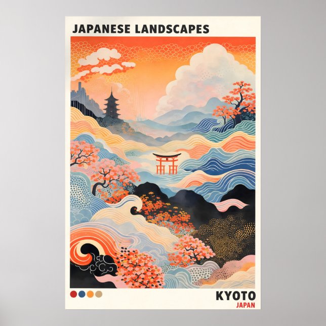 Affiche de paysage japonais de Kyoto, Japandi vint (Devant)