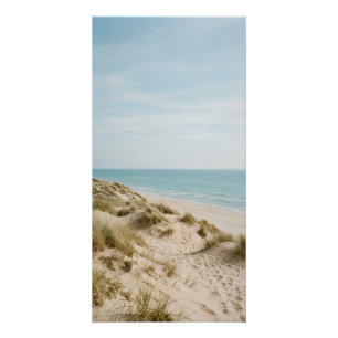 Affiche de paysage marin avec hautes dunes de plag