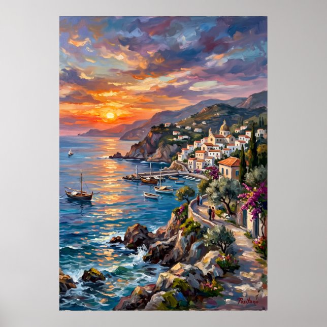 Affiche de paysage marin de la côte amalfitaine co (Devant)