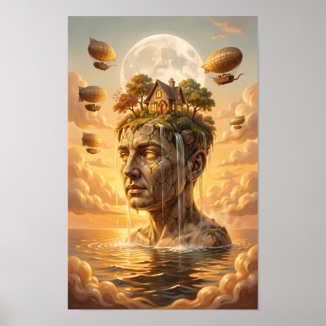 Affiche de paysage mental au clair de lune de merv (Devant)
