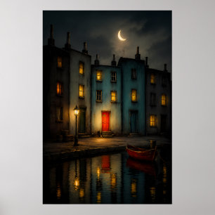 Affiche de paysage nocturne du canal Moody