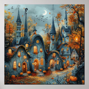 Affiche de paysage urbain d'automne