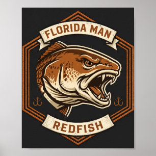 Affiche de pêche Badge Copper Redfish Florida Man