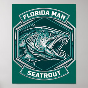 Affiche de pêche Badge Sargoût Teal Floride Homme