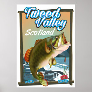 Affiche de pêche de la vallée de Tweed en Écosse