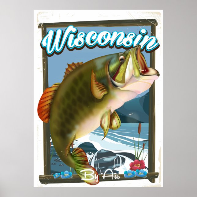 Affiche de pêche de l'État du Wisconsin (Devant)