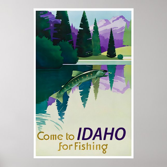 Affiche de pêche Idaho Art de voyage Pacifique Nor (Devant)