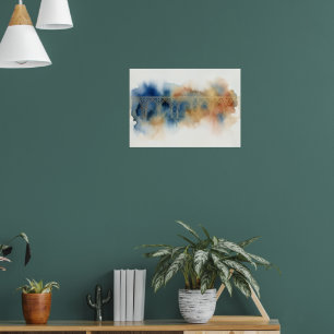 Affiche de peinture à l'eau abstraite Ocbre Bleu