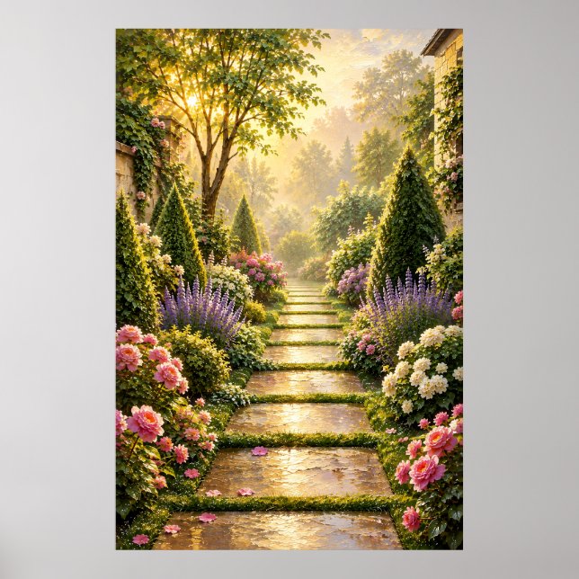 Affiche de peinture à l'huile du chemin du jardin  (Devant)