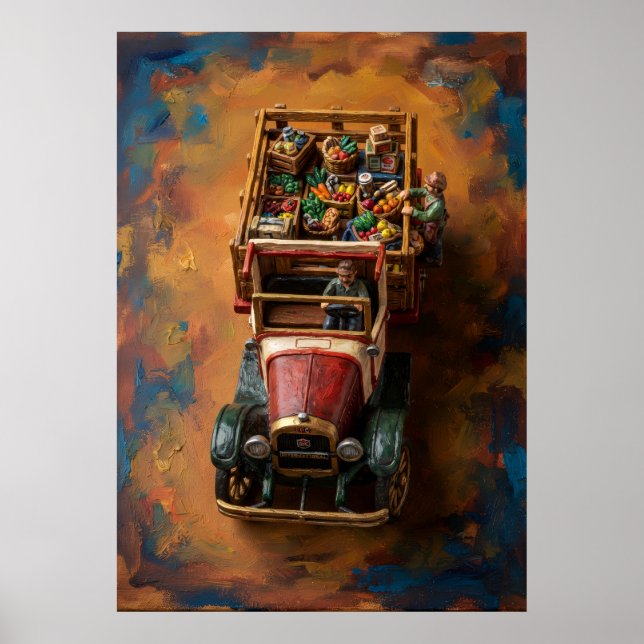 Affiche de peinture à l'huile du marché du camion  (Devant)