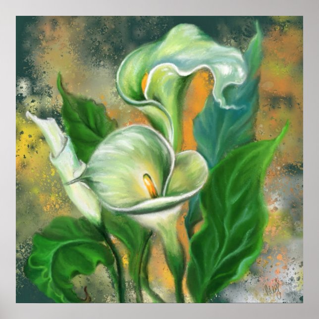 Affiche de peinture de fleur de lys de calla (Devant)