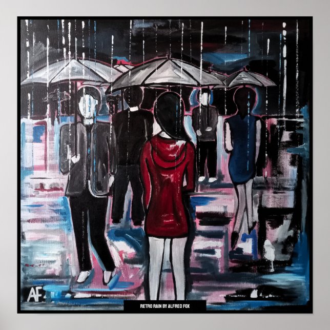 Affiche de peinture de pluie rétro par Alfred Fox (Devant)