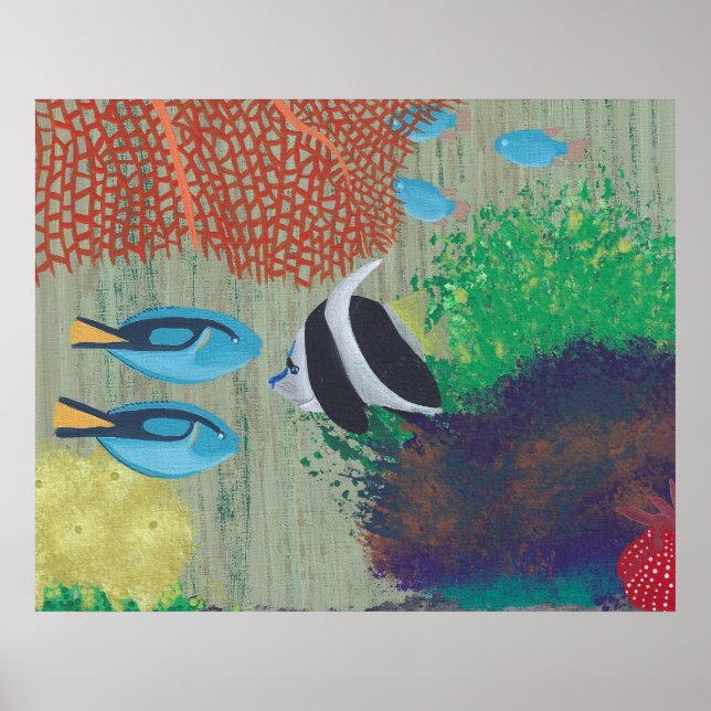Affiche de peinture de poissons tropicaux colorés (Devant)