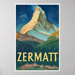 Affiche de peinture de Zermatt Suisse Ski Suisse