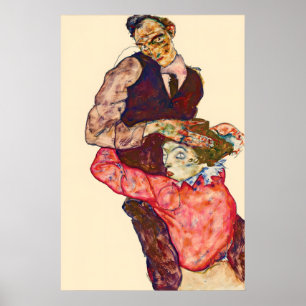 Affiche de peinture Egon Schiele Liebespaar