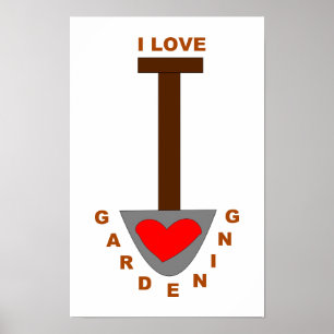 Affiche de pelle à jardiner j'aime