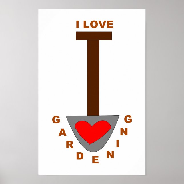 Affiche de pelle à jardiner j'aime (Devant)