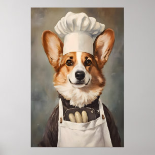 Affiche de Pembroke Welsh Corgi en chapeau de chef