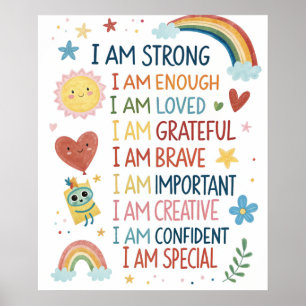 Affiche de pensées positives arc-en-ciel pour enfa